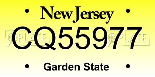 CQ55977 New Jersey License Plate