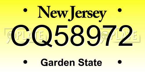 CQ58972 New Jersey License Plate