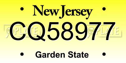 CQ58977 New Jersey License Plate