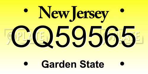 CQ59565 New Jersey License Plate