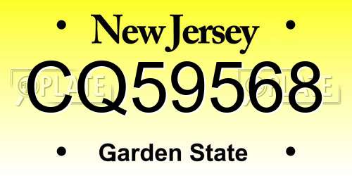 CQ59568 New Jersey License Plate