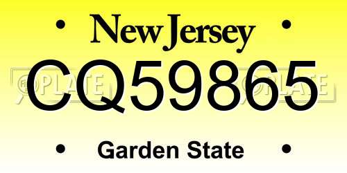 CQ59865 New Jersey License Plate