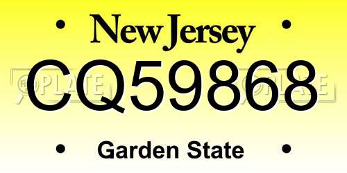 CQ59868 New Jersey License Plate