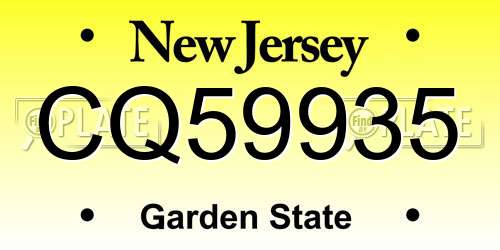 CQ59935 New Jersey License Plate