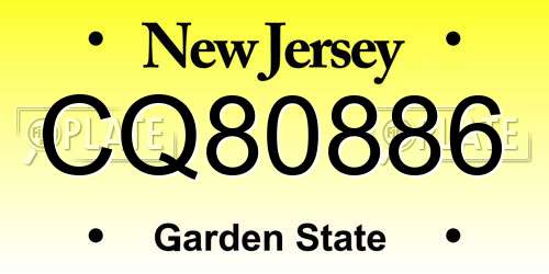 CQ80886 New Jersey License Plate