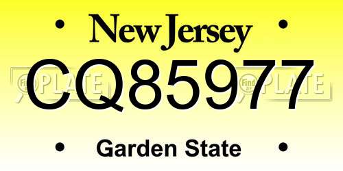 CQ85977 New Jersey License Plate