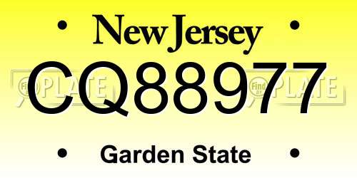 CQ88977 New Jersey License Plate