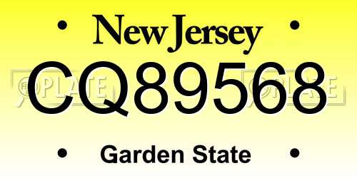 CQ89568 New Jersey License Plate