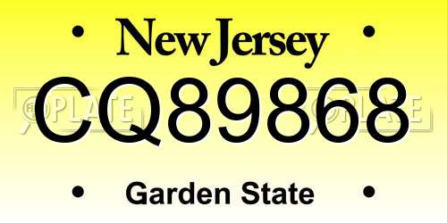 CQ89868 New Jersey License Plate