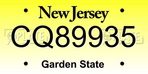 CQ89935 New Jersey License Plate