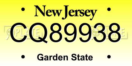 CQ89938 New Jersey License Plate