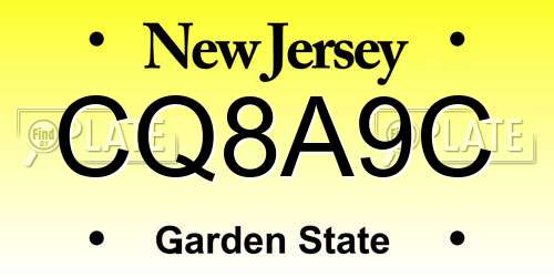 CQ8A9C New Jersey License Plate