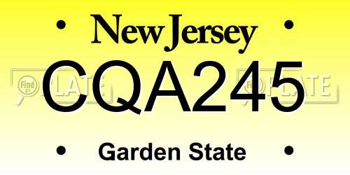 CQA245 New Jersey License Plate