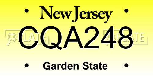CQA248 New Jersey License Plate