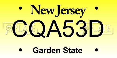 CQA53D New Jersey License Plate