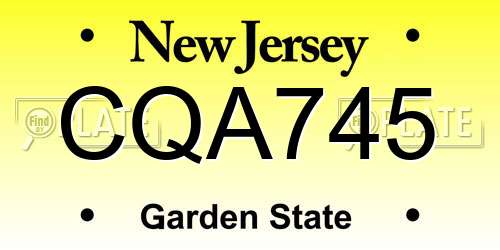 CQA745 New Jersey License Plate