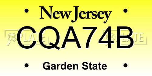 CQA74B New Jersey License Plate