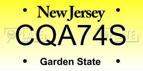 CQA74S New Jersey License Plate