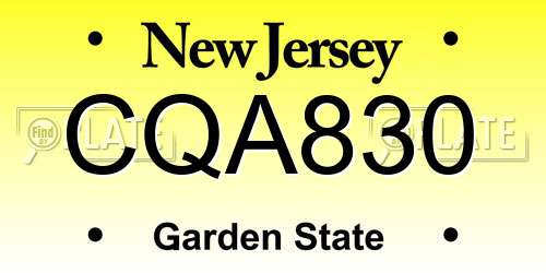 CQA830 New Jersey License Plate
