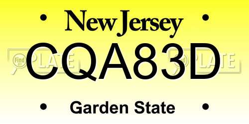 CQA83D New Jersey License Plate