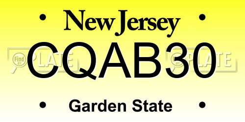 CQAB30 New Jersey License Plate