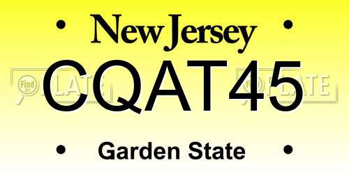 CQAT45 New Jersey License Plate