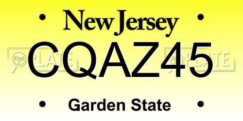 CQAZ45 New Jersey License Plate