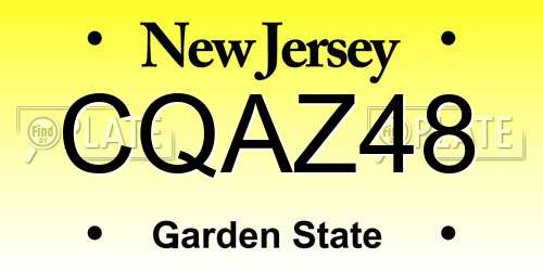 CQAZ48 New Jersey License Plate