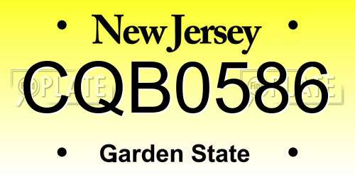 CQB0586 New Jersey License Plate