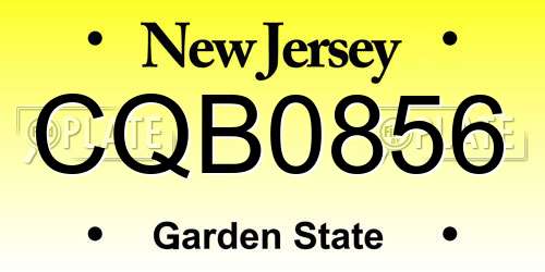 CQB0856 New Jersey License Plate