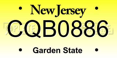 CQB0886 New Jersey License Plate