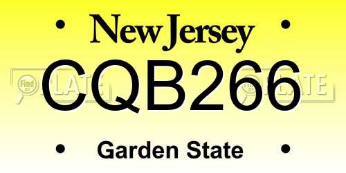 CQB266 New Jersey License Plate