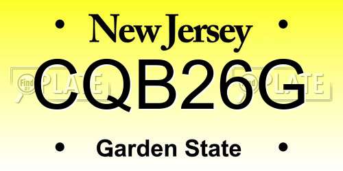 CQB26G New Jersey License Plate