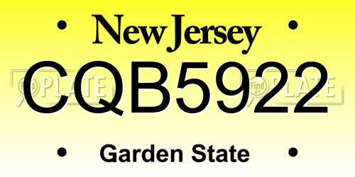 CQB5922 New Jersey License Plate