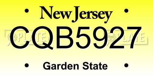 CQB5927 New Jersey License Plate
