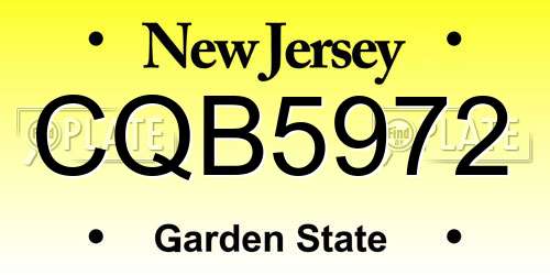 CQB5972 New Jersey License Plate