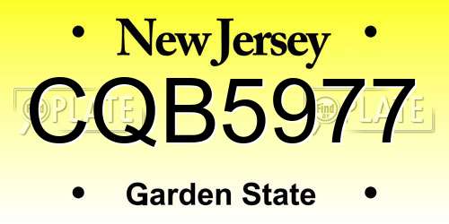 CQB5977 New Jersey License Plate
