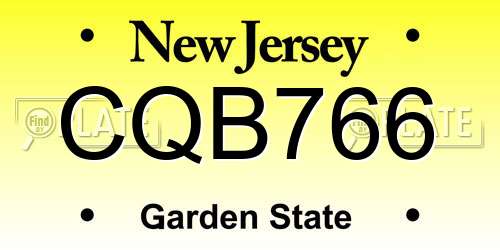 CQB766 New Jersey License Plate