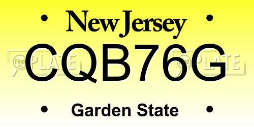 CQB76G New Jersey License Plate
