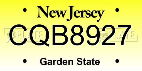 CQB8927 New Jersey License Plate