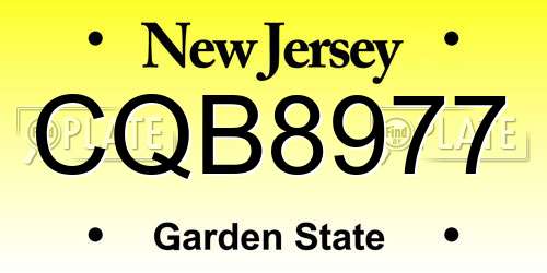 CQB8977 New Jersey License Plate