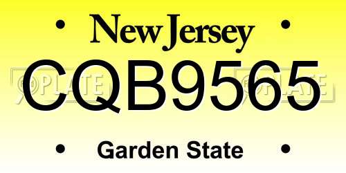 CQB9565 New Jersey License Plate