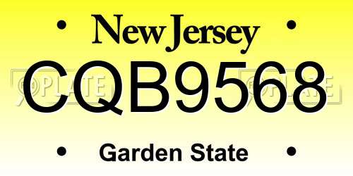 CQB9568 New Jersey License Plate