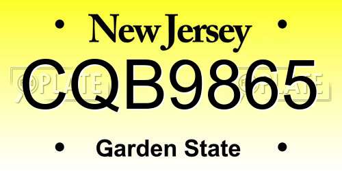 CQB9865 New Jersey License Plate