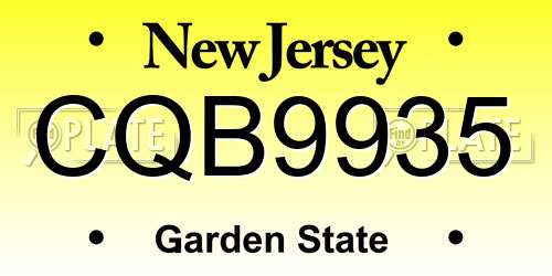 CQB9935 New Jersey License Plate