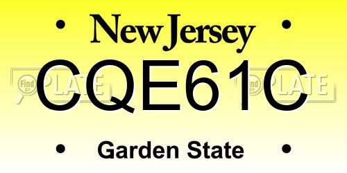 CQE61C New Jersey License Plate