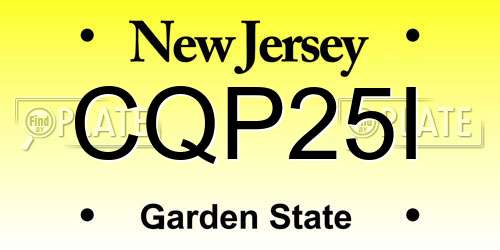 CQP25I New Jersey License Plate