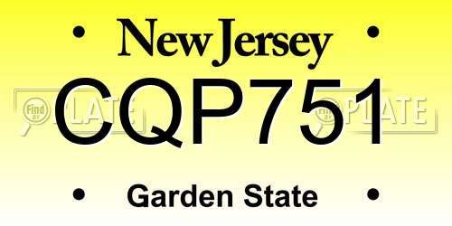 CQP751 New Jersey License Plate