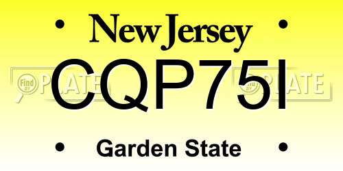 CQP75I New Jersey License Plate