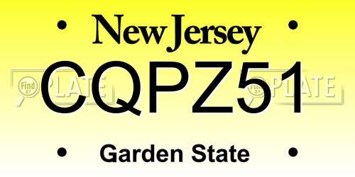CQPZ51 New Jersey License Plate